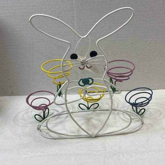 EASTER Country Style Bunny Rabbit 5 Colorful Pastels Egg Holder Springtime NWT - Picture 5 of 7